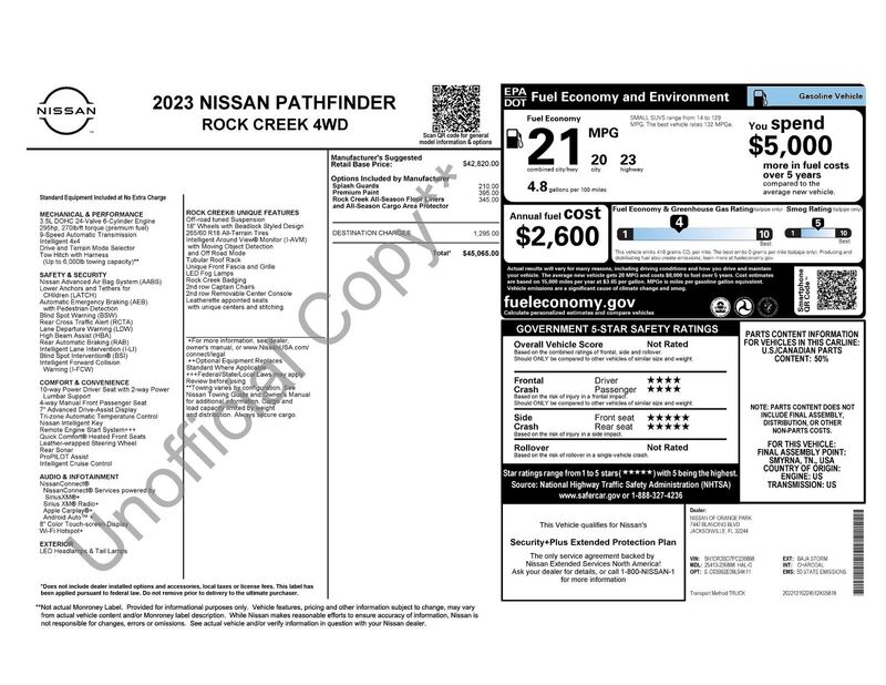 Used 2023 NISSAN PATHFINDER ROCK CREEK in JACKSONVILLE, FLORIDA