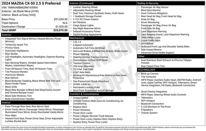 Used 2024 MAZDA CX-50 2.5 S PREFERRED PACKAGE in JACKSONVILLE, FLORIDA