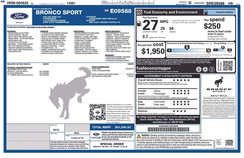 Used 2025 FORD BRONCO SPORT BIG BEND in JACKSONVILLE, FLORIDA