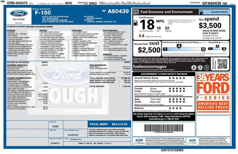 Used 2016 FORD F-150 KING RANCH in JACKSONVILLE, FLORIDA