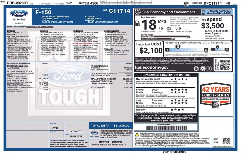 Used 2019 FORD F-150 LARIAT in JACKSONVILLE, FLORIDA