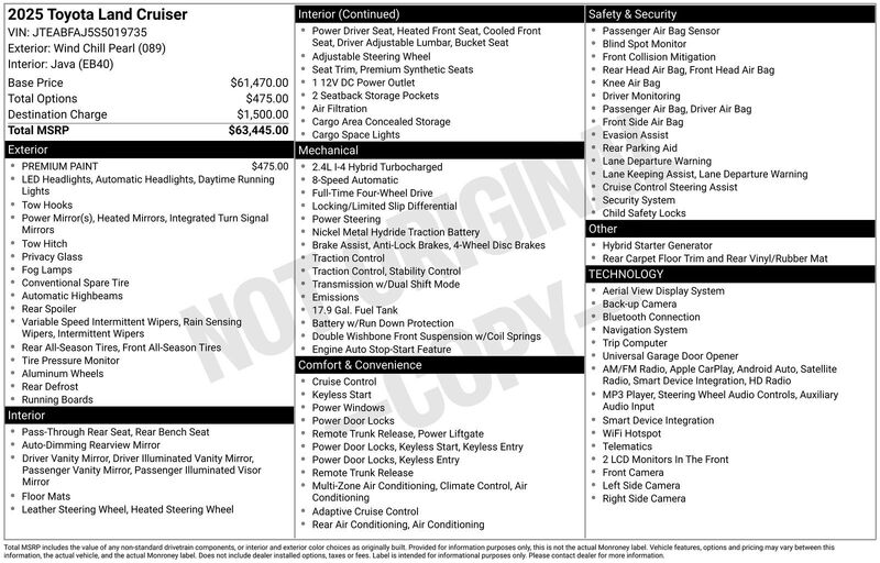 Used 2025 TOYOTA LAND CRUISER BASE in JACKSONVILLE, FLORIDA