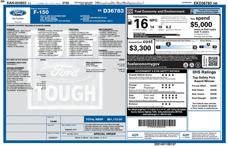 Used 2014 FORD F-150 KING RANCH in JACKSONVILLE, FLORIDA