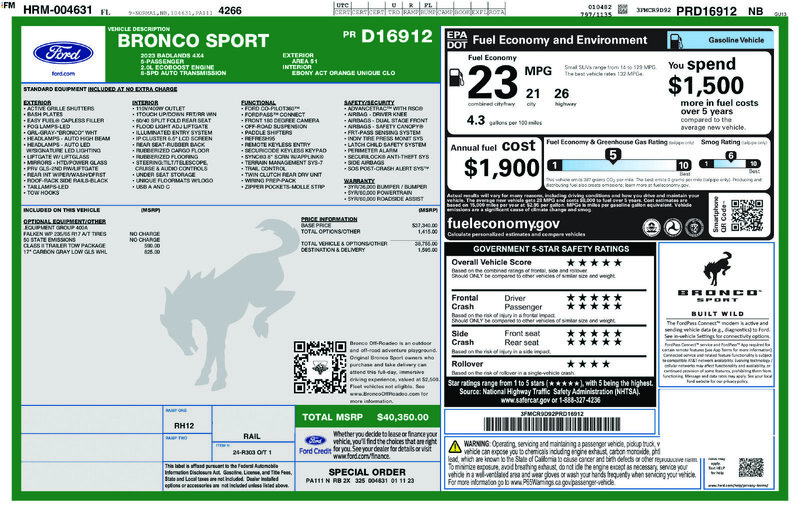 Used 2023 FORD BRONCO SPORT BADLANDS in JACKSONVILLE, FLORIDA