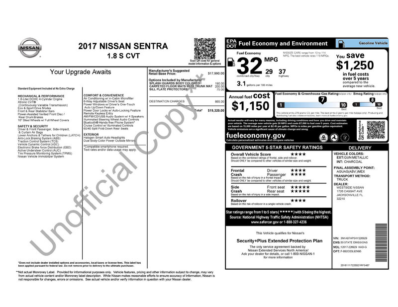 Used 2017 NISSAN SENTRA S in JACKSONVILLE, FLORIDA