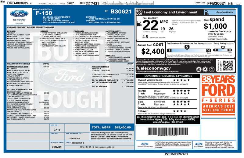 Used 2015 FORD F-150  in JACKSONVILLE, FLORIDA