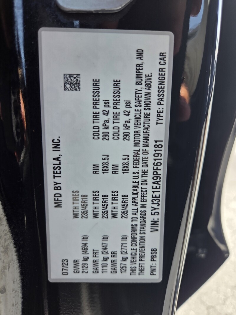 Used 2023 TESLA MODEL 3 RWD in FT. PIERCE, FLORIDA