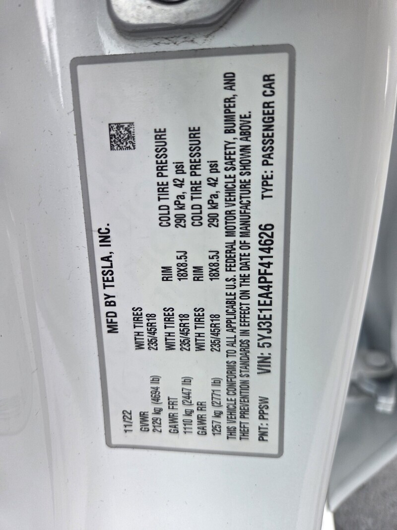 Used 2023 TESLA MODEL 3 RWD in FT. PIERCE, FLORIDA
