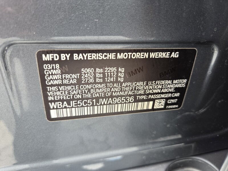 Used 2018 BMW 5 SERIES 540I SEDAN in FT. PIERCE, FLORIDA