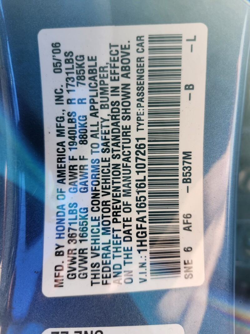 Used 2006 Honda Civic LX in FT. PIERCE, FLORIDA