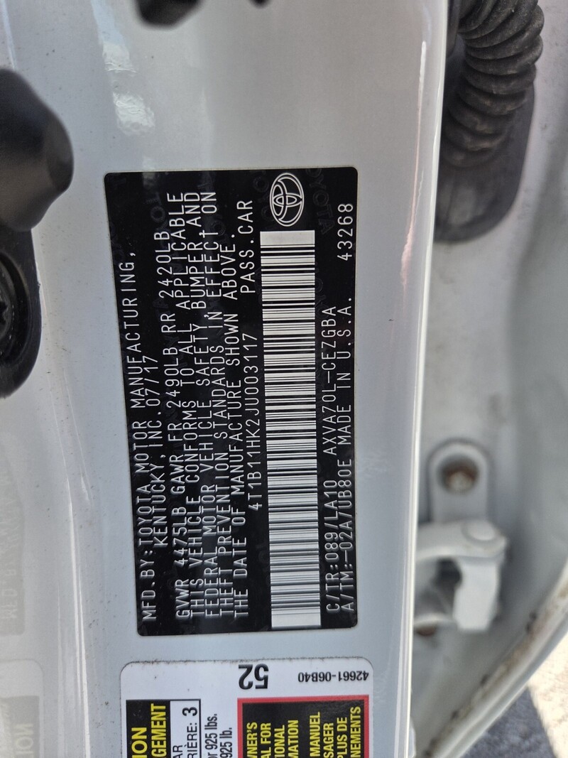 Used 2018 TOYOTA CAMRY XLE in FT. PIERCE, FLORIDA