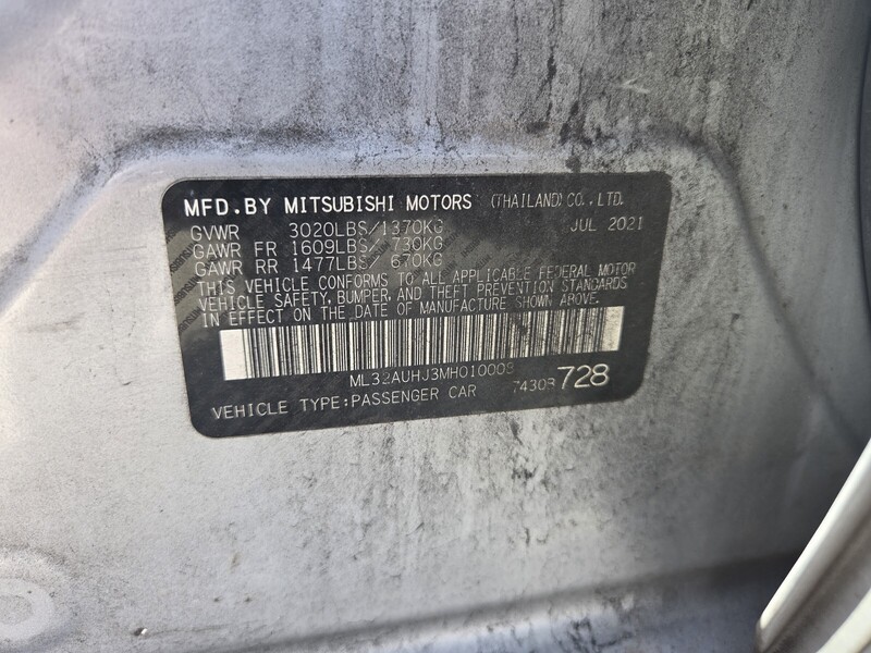 Used 2021 MITSUBISHI MIRAGE ES in FT. PIERCE, FLORIDA