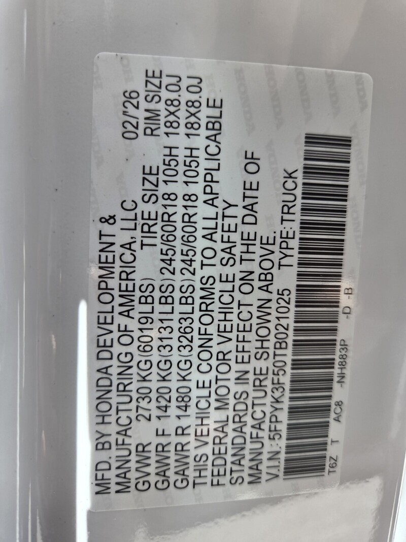 New 2026 Honda Ridgeline RTL in FT. PIERCE, FLORIDA