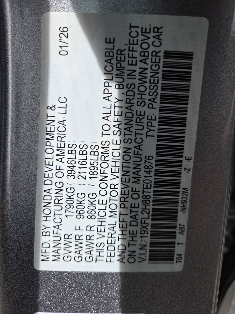 New 2026 Honda Civic Hatchback SPORT in FT. PIERCE, FLORIDA