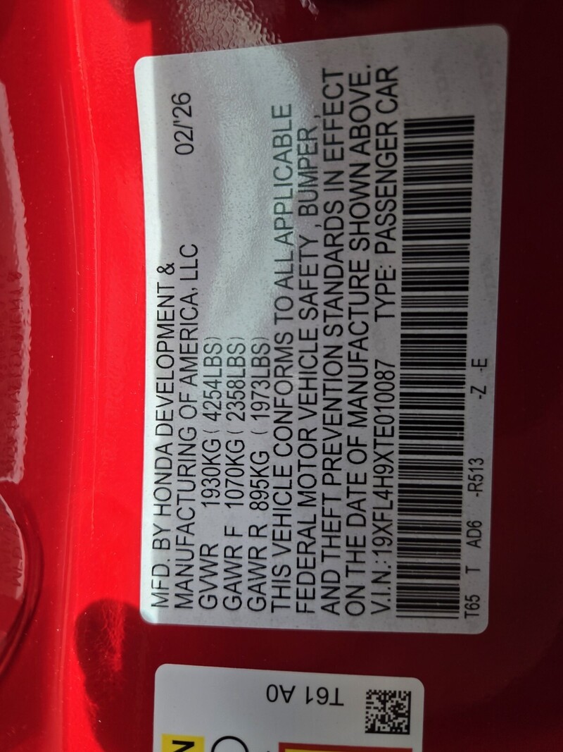 New 2026 Honda CIVIC HATCHBACK HYBRID SPORT TOURING in FT. PIERCE, FLORIDA