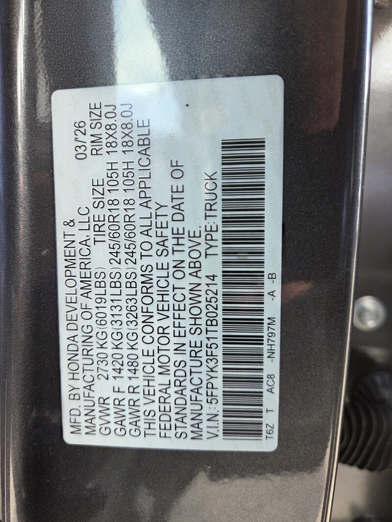 New 2026 Honda Ridgeline RTL in FT. PIERCE, FLORIDA