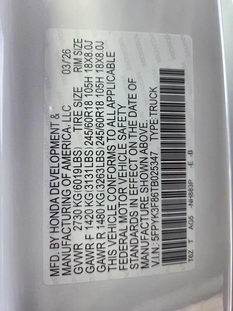 New 2026 Honda Ridgeline BLACK EDITION in FT. PIERCE, FLORIDA