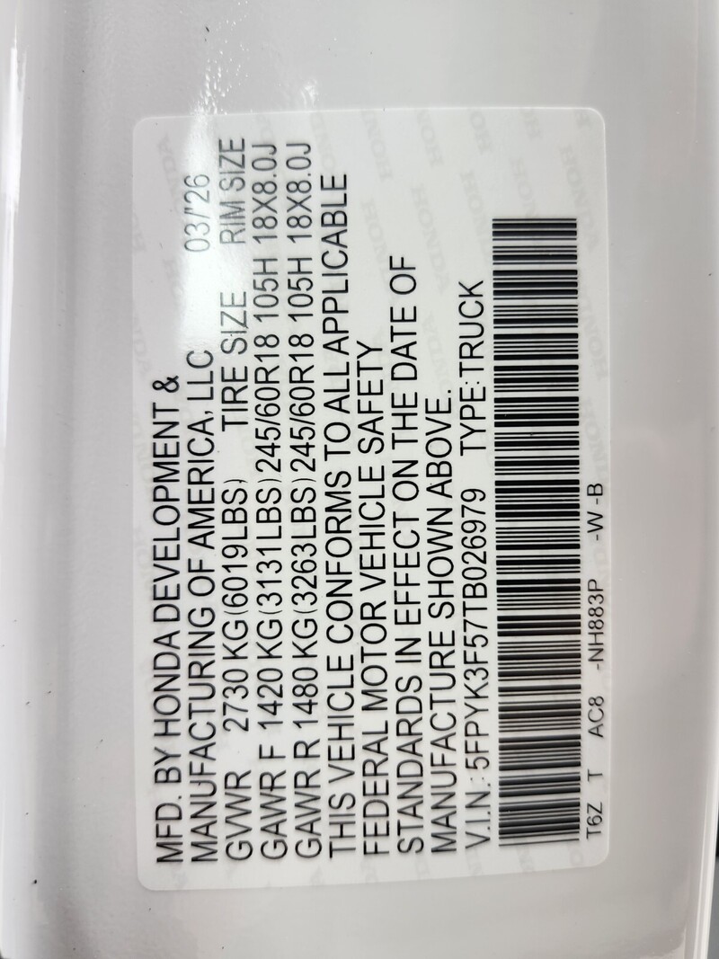 New 2026 Honda Ridgeline RTL in FT. PIERCE, FLORIDA