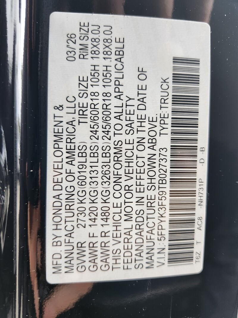 New 2026 Honda Ridgeline RTL in FT. PIERCE, FLORIDA