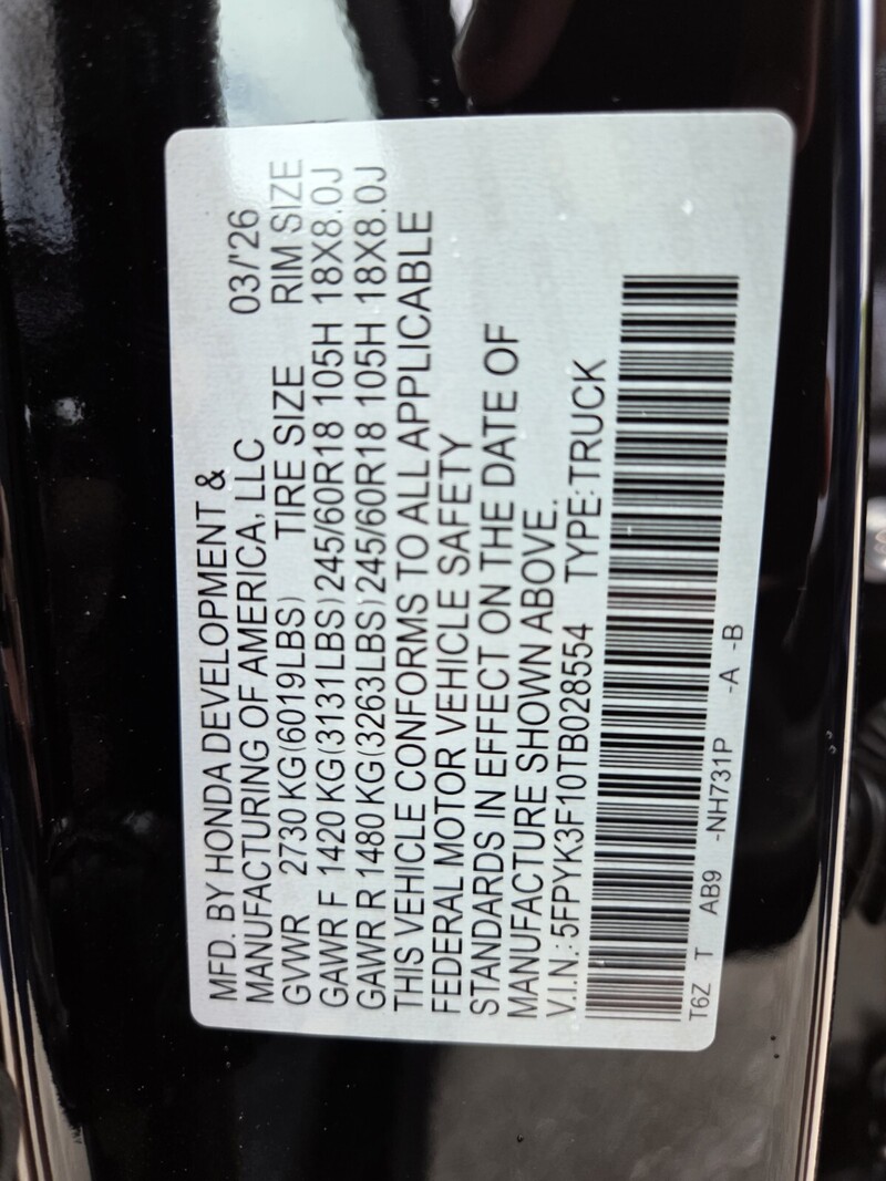 New 2026 Honda Ridgeline SPORT in FT. PIERCE, FLORIDA