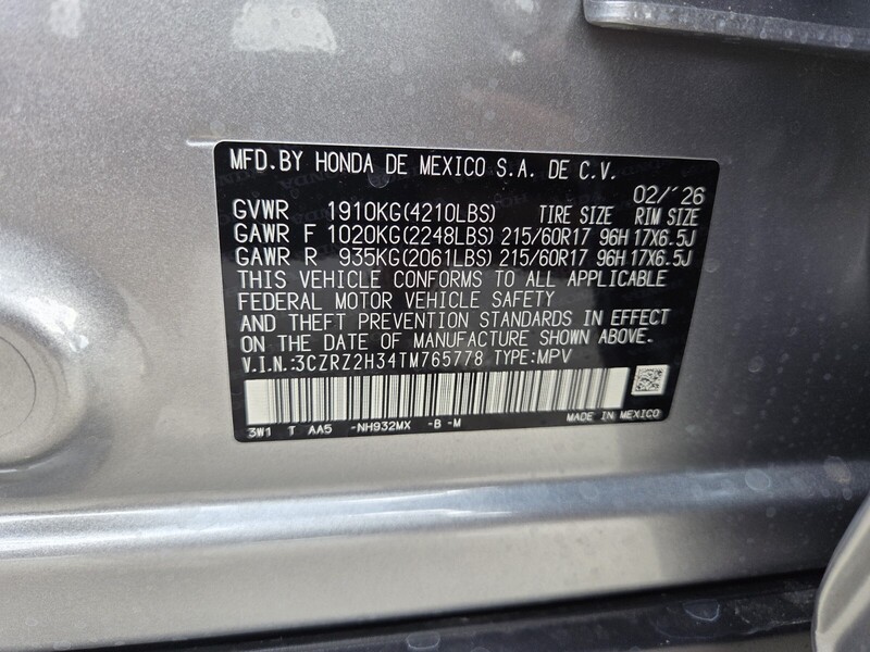 New 2026 Honda HR-V LX in FT. PIERCE, FLORIDA