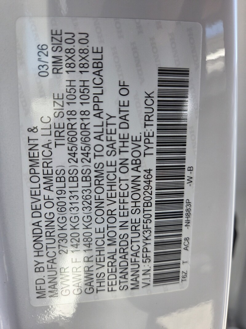 New 2026 Honda Ridgeline RTL in FT. PIERCE, FLORIDA