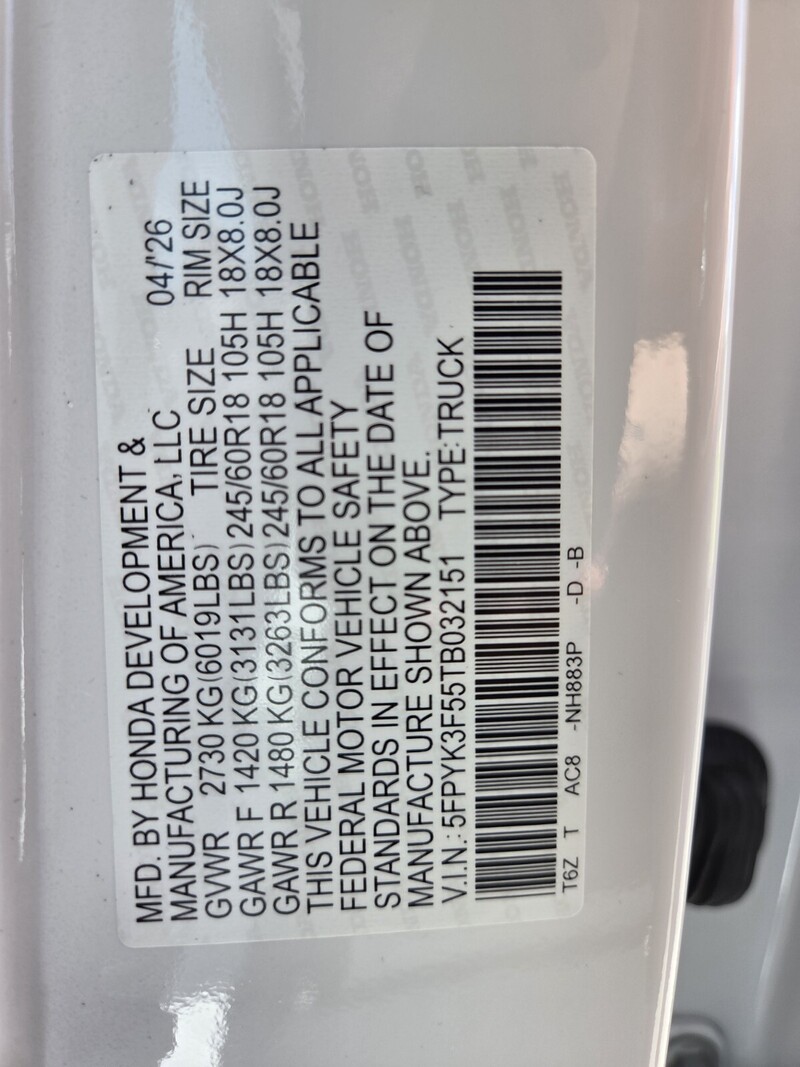 New 2026 Honda Ridgeline RTL in FT. PIERCE, FLORIDA