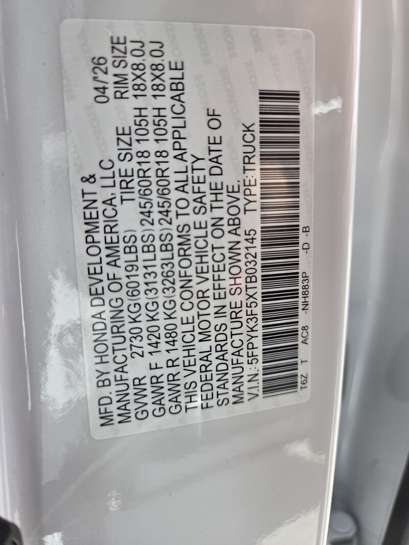 New 2026 Honda Ridgeline RTL in FT. PIERCE, FLORIDA