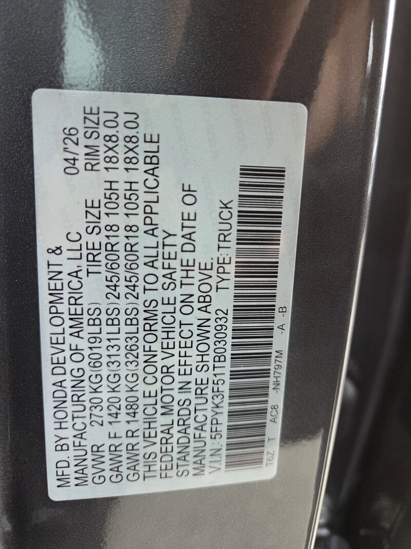 New 2026 Honda Ridgeline RTL in FT. PIERCE, FLORIDA