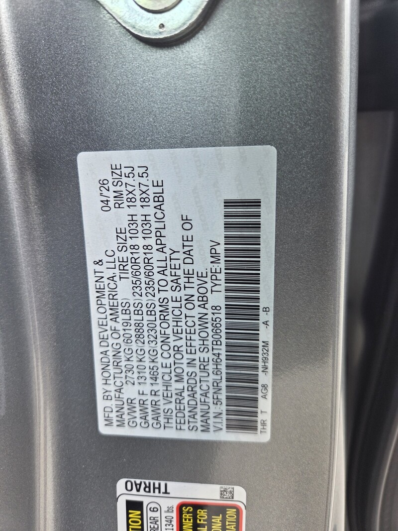 New 2026 Honda Odyssey EX-L in FT. PIERCE, FLORIDA