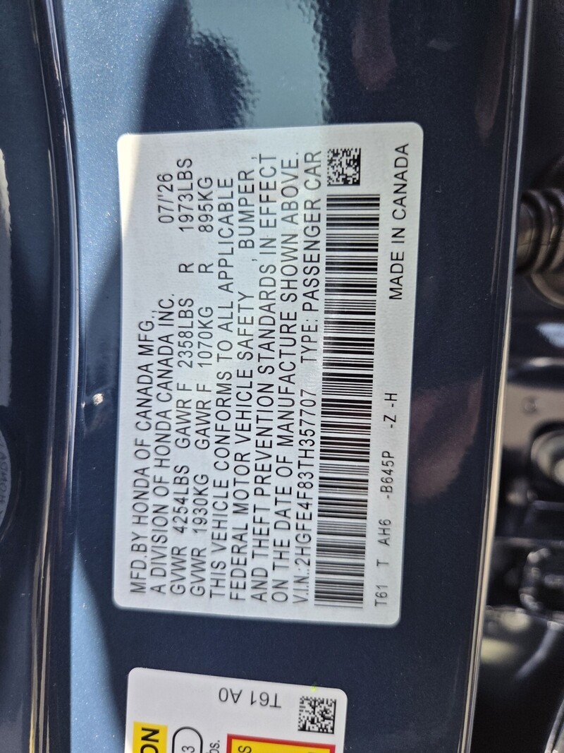 New 2026 Honda CIVIC SEDAN HYBRID SPORT in FT. PIERCE, FLORIDA