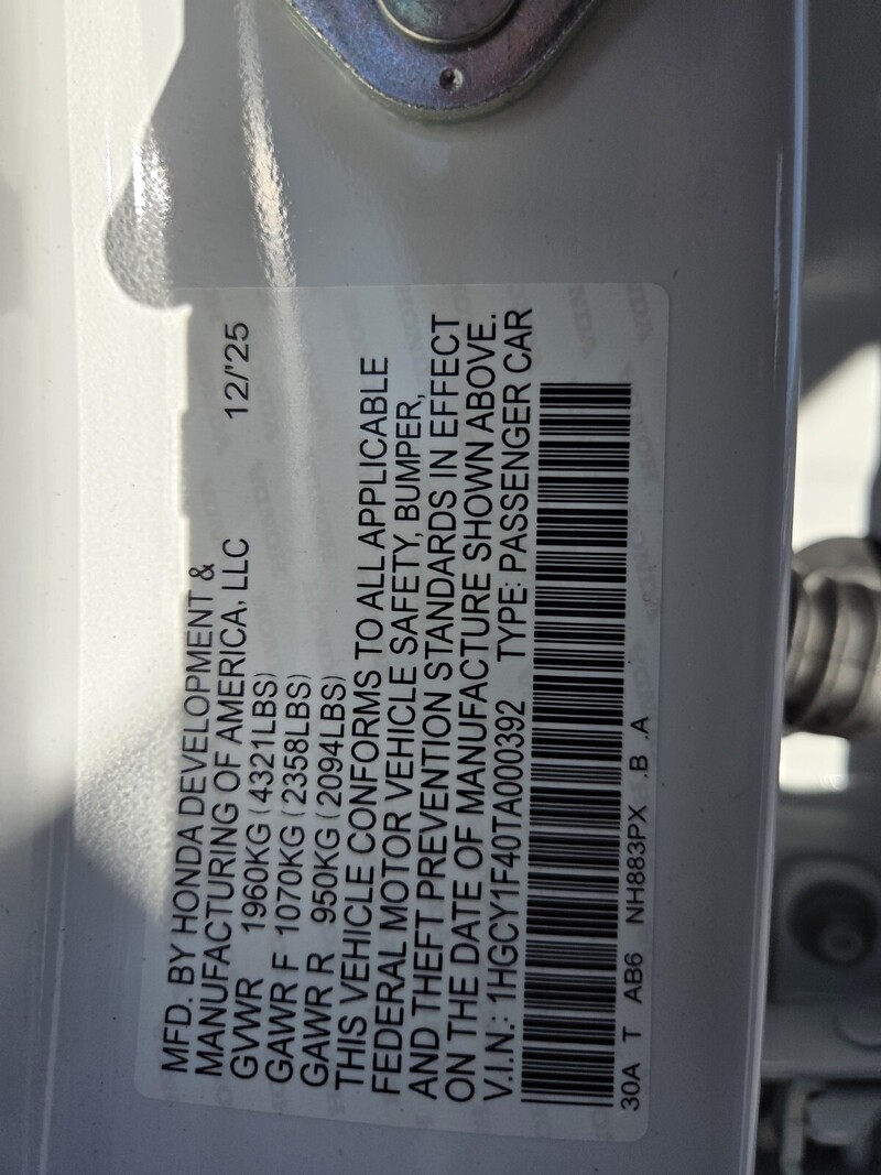 New 2026 Honda Accord Sedan SE in FT. PIERCE, FLORIDA